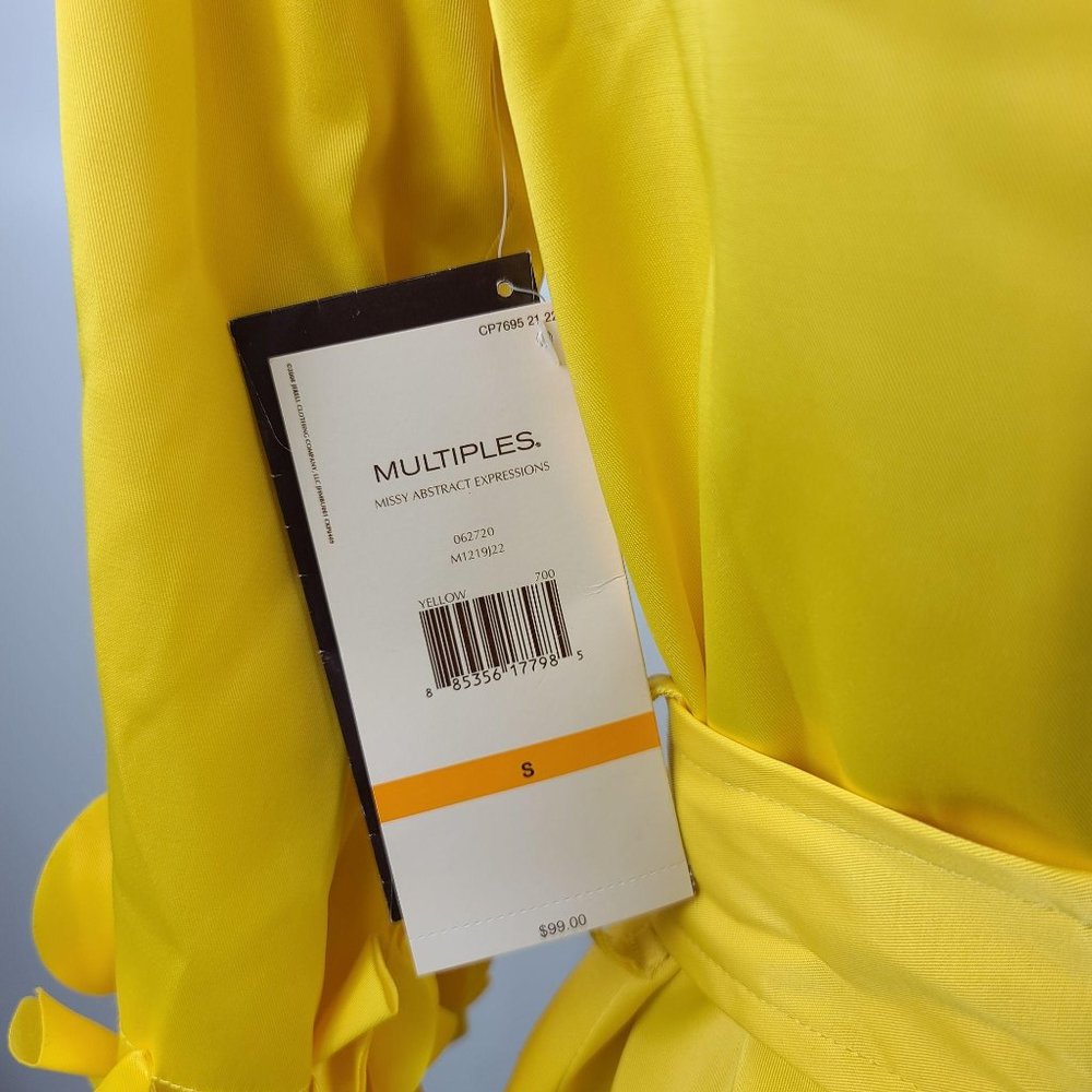 NWT Multiples Yellow 3/4 Sleeve Ruffle Collar S - Picture 7 of 10